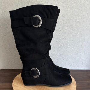 Journee Collection Womens Jester-01wc Wide Calf Wedge Heel Slouch Boots